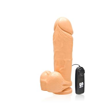 9" Thick Cock W-balls, Egg, & Suction - Vanilla